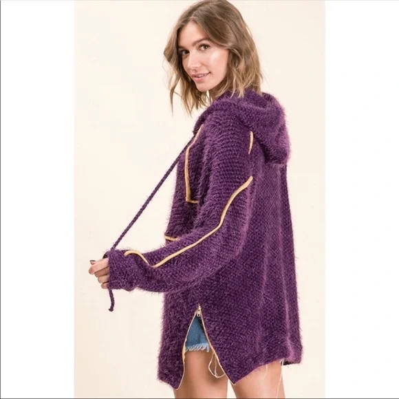 Ces Femme Purple Fuzzy pullover Hoodie - Picture 8 of 11